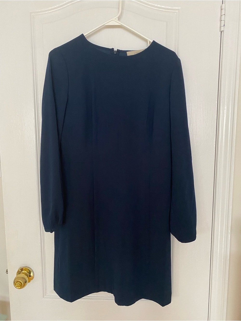 LOFT Navy Long-Sleeve Shift Dress